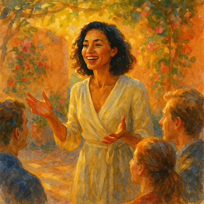 ENFJ personality type portrait ENFJ personality type — a charismatic leader inspiring a group, Van Gogh watercolour style