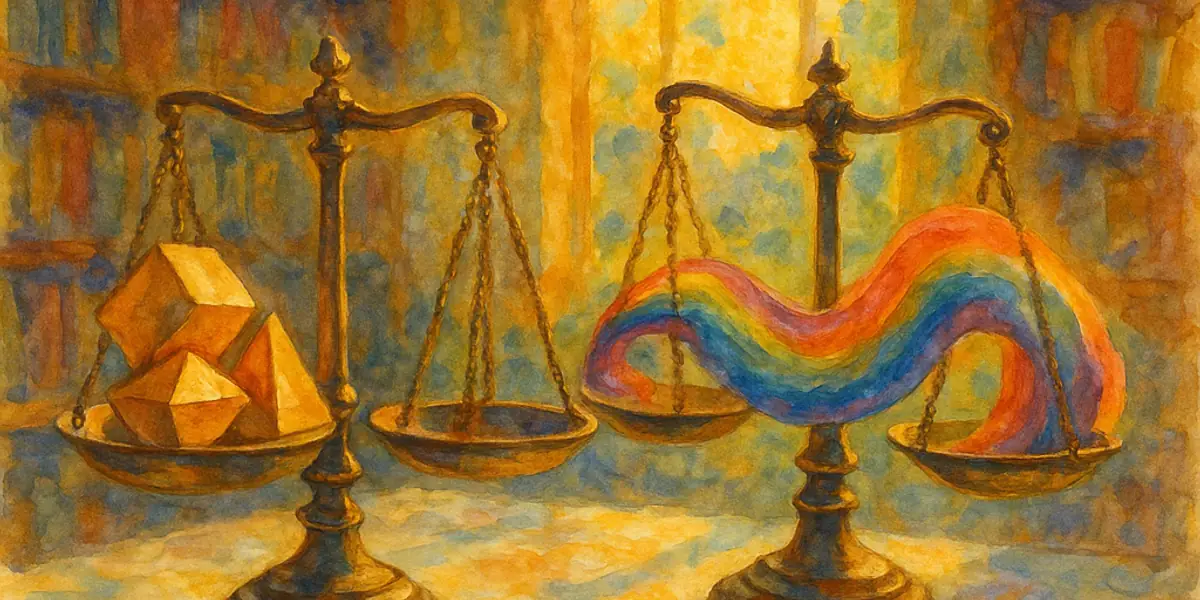 MBTI vs Big Five — two golden scales representing types and traits