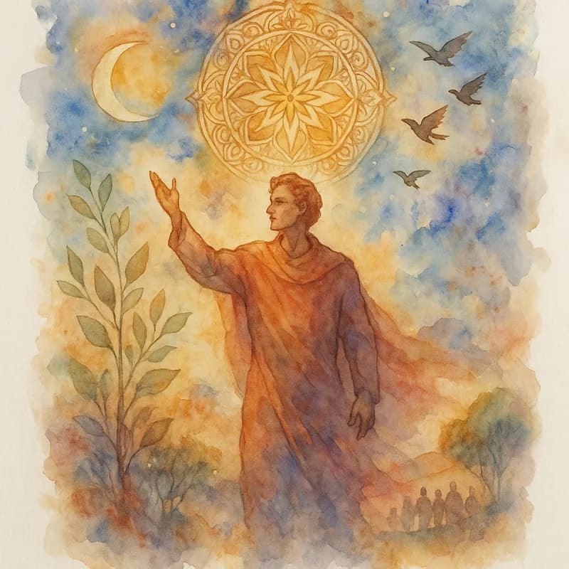 Jungian watercolor painting representing The Leader personality type - Learn about The Leader personality type (BEOAS). Discover traits, careers, and relationships of this inspiring, empathetic, and open-minded Big Five personality.