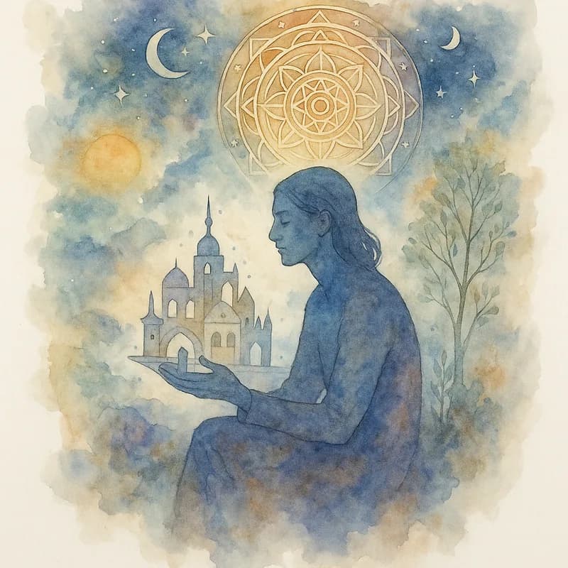 Jungian watercolor painting representing The Architect personality type - Explore The Architect personality type (BIOGS). Learn about traits, strengths, careers, and relationships of this visionary, independent Big Five personality type.