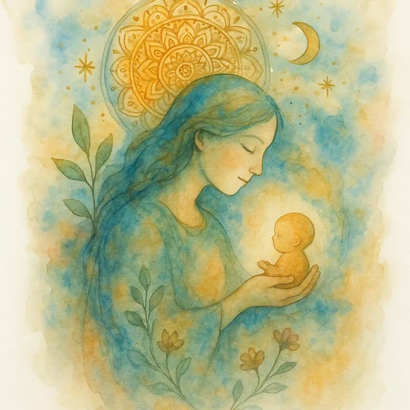 Jungian watercolor painting representing The Caretaker personality type - Learn about The Caretaker personality type (RECAD). Discover traits, careers, and relationships of this nurturing, empathetic, and dependable Big Five personality.