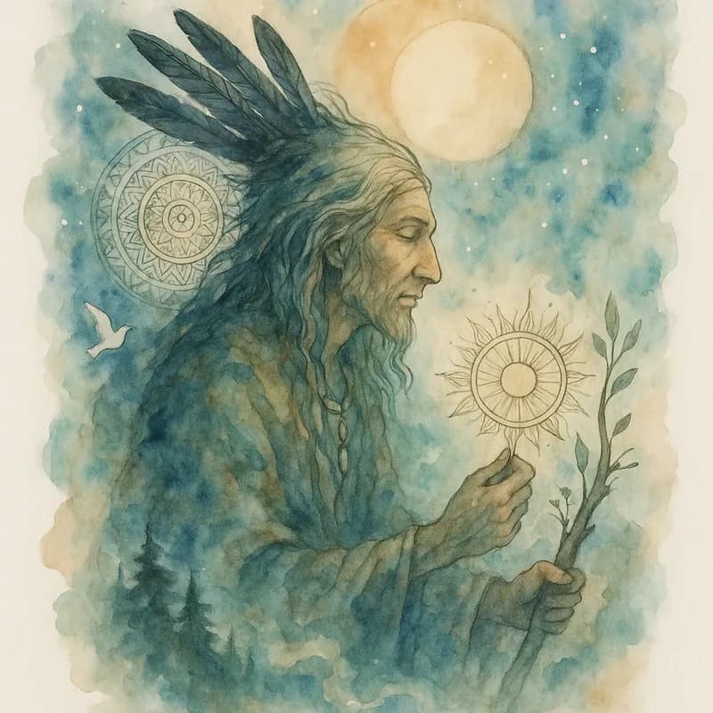 The Shaman personality type Jungian watercolor artwork