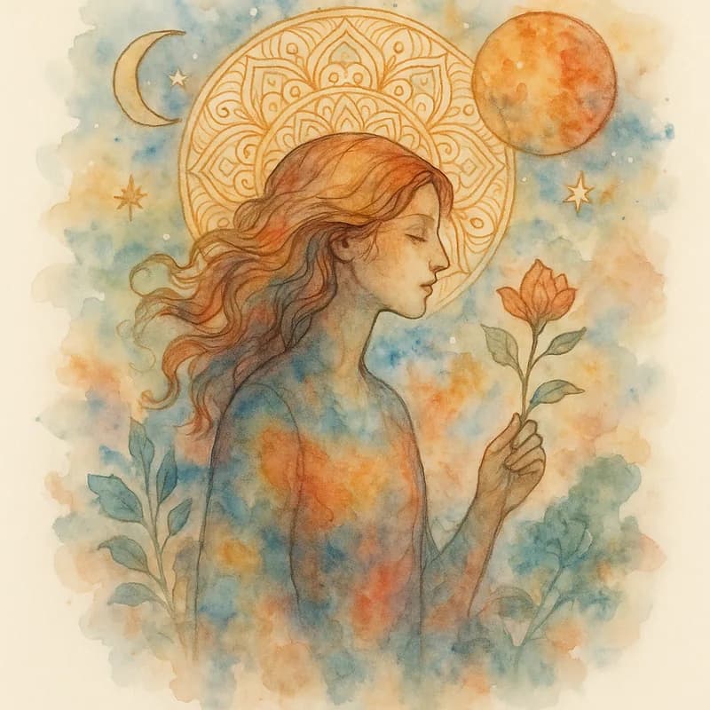 Jungian watercolor painting representing The Designer personality type - Explore The Designer personality type (RIOGS). Learn about traits, careers, and relationships of this innovative, passionate, and independent Big Five personality.