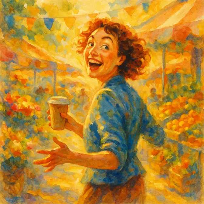 ENFP personality type — an animated figure full of ideas and energy, Van Gogh watercolour style